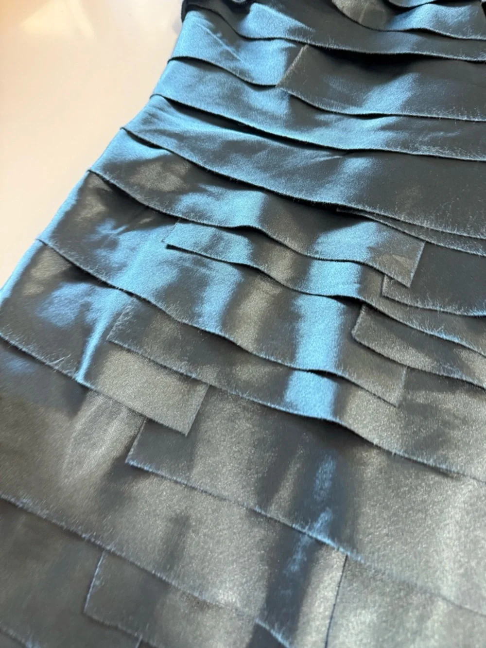 bebe Shiny Slate Blue Satin Top - Picture 7 of 11